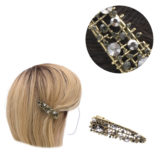 VIAHERMADA Molletta in Metallo Oro e strass antracite 6cm