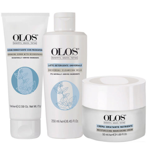 Olos Mondo Idratante Scrub 75ml Latte Detergente 250ml Crema Nutriente 50ml