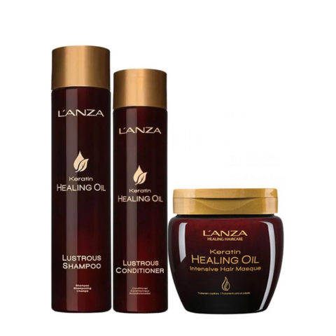 L' Anza Keratin Healing Oil Shampoo 300ml Conditioner 250ml Masque 210ml