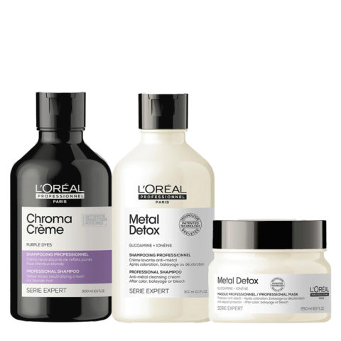 L'Oréal Professionnel Chroma Creme Purple 300ml + Metal Detox Shampoo 300ml Mask 250ml
