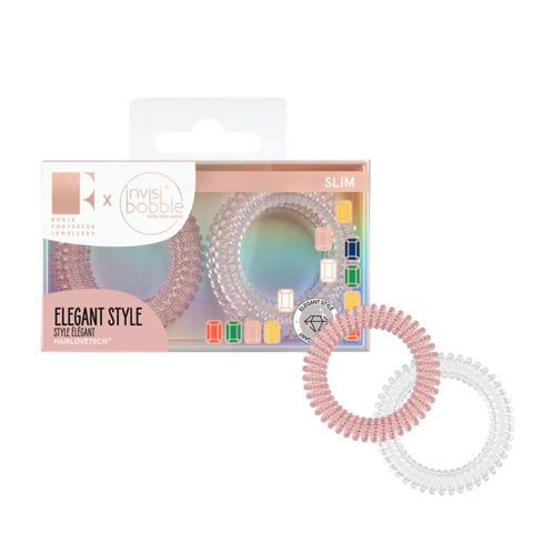 Invisibobble Slim Rosie Fortescue Pink Glass x8 -  elastici a spirale per capelli fini