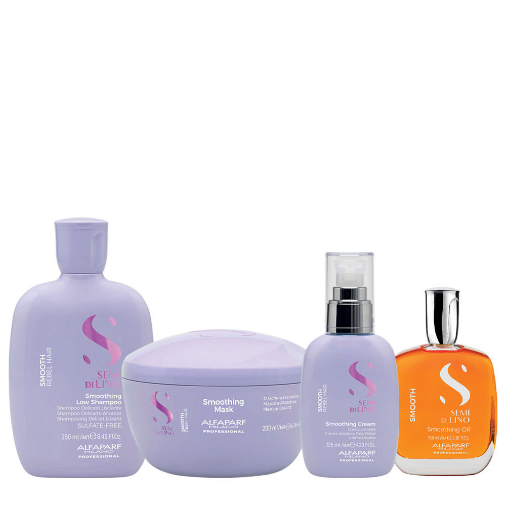 Alfaparf Semi di Lino Smoothing Kit Shampoo 250ml Maschera 200ml Crema 125ml Oil 100ml