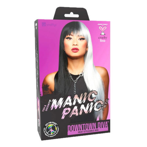 Manic Panic Raven Virgin Downtown Diva Wig - parrucca color nero e bianco