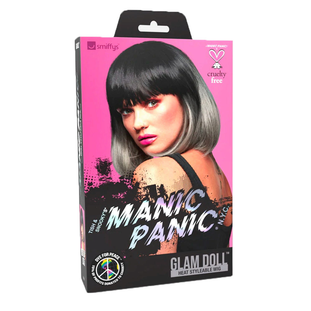 Manic Panic Alien Grey Ombre Glam Doll Wig - parrucca nero e grigio