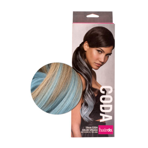 Hairdo Coda Color Splash Golden Wheat / Blue 58 cm - coda celeste su biondo chiaro