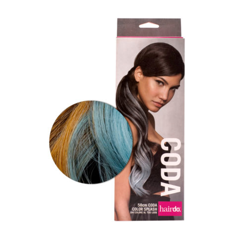 Hairdo Coda Color Splash Ginger Blonde / Blue 58 cm - coda celeste su biondo medio dorato