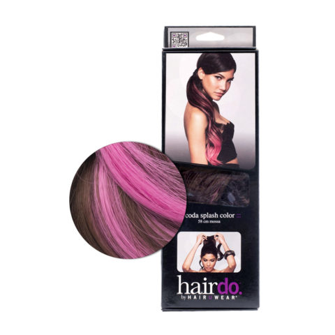 Hairdo Coda Color Splash Chestnut / Pink Fucsia 58 cm - coda fucsia su castano chiaro