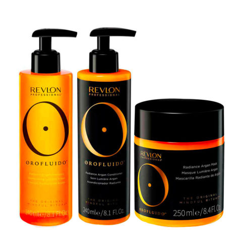 Revlon Orofluido Radiance Argan Shampoo 240ml Conditioner 240ml Mask 250ml
