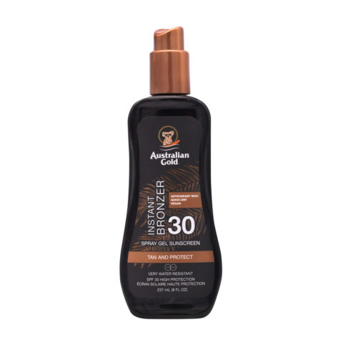 Australian Gold SPF30 Instant Bronzer Spray Gel Sunscreen 237ml - spray protezione solare con autoabbronzante