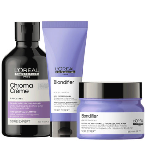 L'Oréal Professionnel Chroma Creme Purple Shampoo 300ml + Blondifier Kit