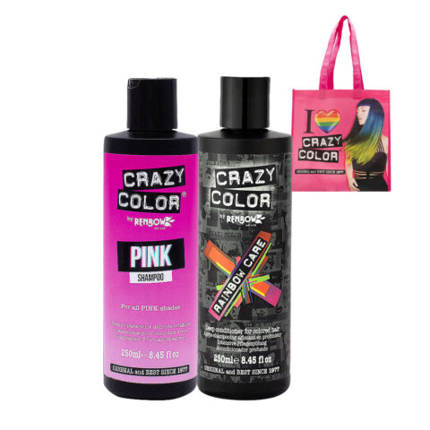 Crazy Color Shampoo Pink 250ml Deep Conditioner for colored hair 250ml + Shopper in omaggio