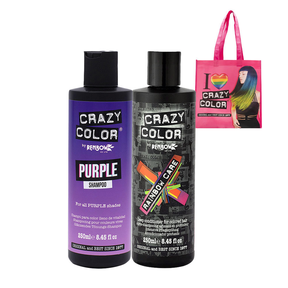 Crazy Color Shampoo Purple 250ml Deep Conditioner for colored hair 250ml + Shopper in omaggio