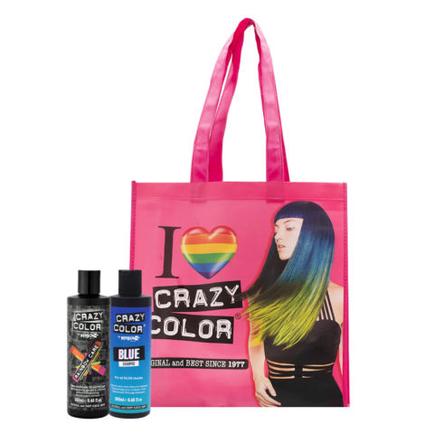 Crazy Color Shampoo Blue 250ml  Deep Conditioner for colored hair 250ml  + Shopper in omaggio
