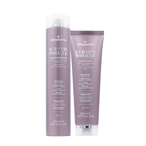 Medavita Keratin Miracle Sleek Hair Shampoo 250ml Mask 150ml