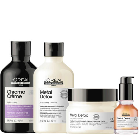L'Oréal Professionnel Chroma Creme Purple Shampoo 300ml + Metal Detox Kit