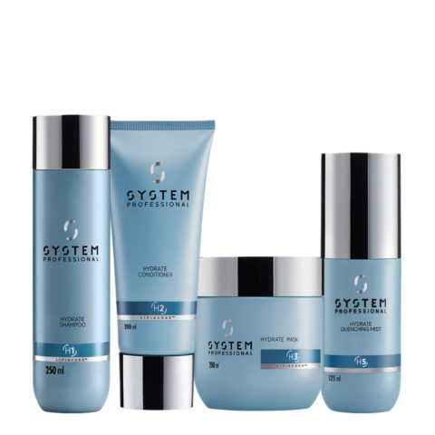 Hydrate Shampoo H1, 250ml Conditioner H2, 200ml Mask H3, 200ml Quenching Mist H5, 125ml