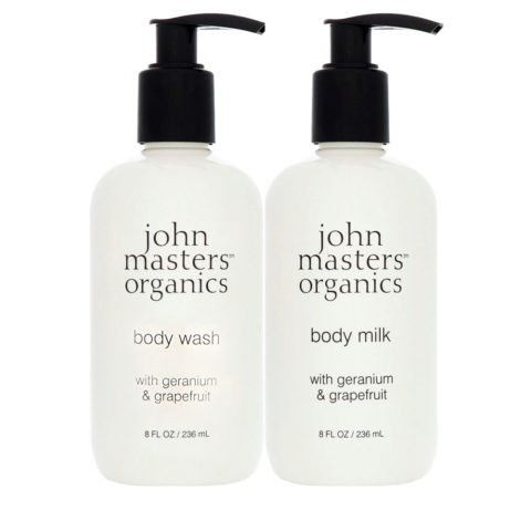 John Masters Organics Geranium & Grapefruit Body Wash 236ml  Body Milk 236ml