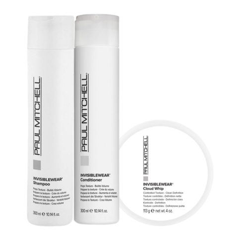 Paul Mitchell Invisiblewear Shampoo 300ml Conditioner 300ml Cloud Whip 113g