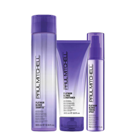 Paul Mitchell Platinum Blonde Shampoo 300ml Conditioner 200ml Toning Spray 150ml