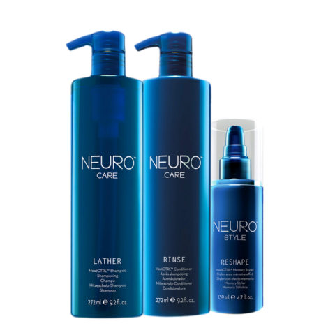 Neuro Care Lather HeatCTRL Shampoo 272ml Conditioner 272ml Reshape HeatCTRL Memory Styler 139ml