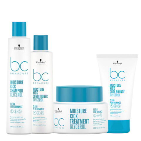 Schwarzkopf BC Bonacure Moisture Kick Shampoo Glycerol 250ml Conditioner 250ml Treatment 200ml Curl Bounce 150ml