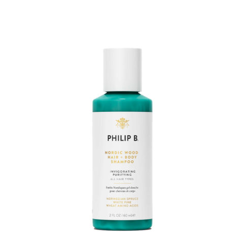Philip B Nordic Wood Hair + Body Shampoo 60ml - doccia shampoo idratante
