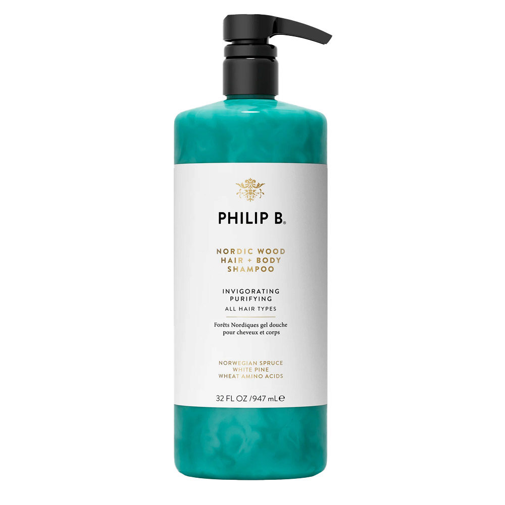Philip B Nordic Wood Hair + Body Shampoo 947ml - doccia shampoo idratante