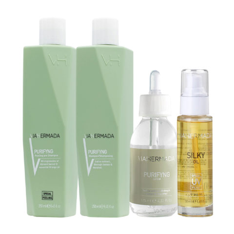 Purifyng Peeling 250ml Shampoo 250ml Lotion 125ml Silky Oil 50ml