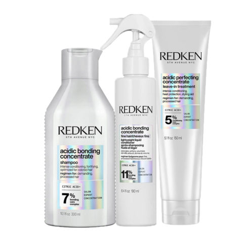 Redken Acidic Bonding Concentrate Shampoo 300ml Lightweight Liquid Conditioner 190ml Leave-in Treatment 150ml