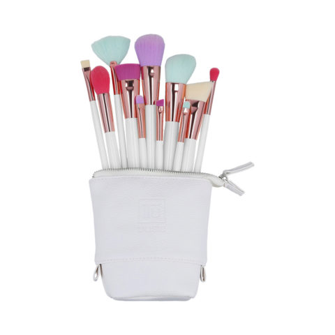 Makeup Brushes 11pz + Case Set Multi Color - set di pennelli