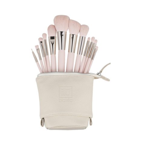 Makeup Brushes 12pz + Case Set Pink - set di pennelli