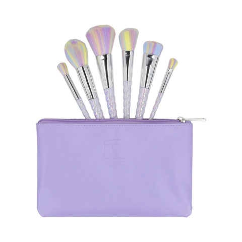 6 Makeup Brushes + Case Set Unicorn Light - set di pennelli