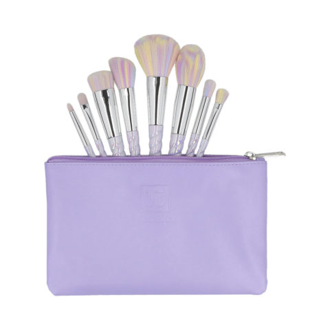 8 Makeup Brushes + Case Set Unicorn Light - set di pennelli