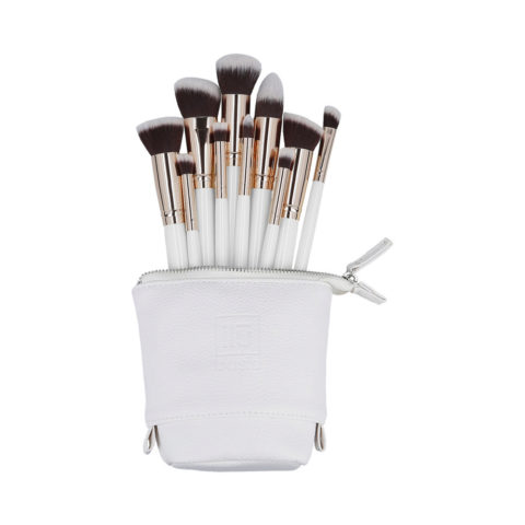 Makeup Basic Brushes 10pz + Case Set White - set di pennelli