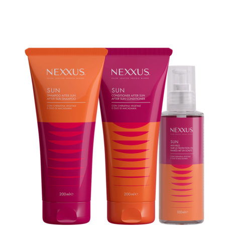 Nexxus Sun Shampoo After Sun 200ml Conditioner 200ml Uv Protection Oil 100ml