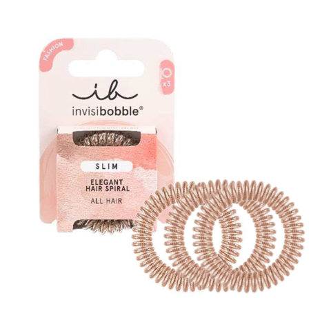 Invisibobble Slim Of Bronze and Beads 3pz - elastici a spirale per capelli fini