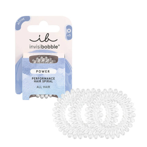 Invisibobble Power Crystal Clear 3pz - elastici a spirale per capelli grossi