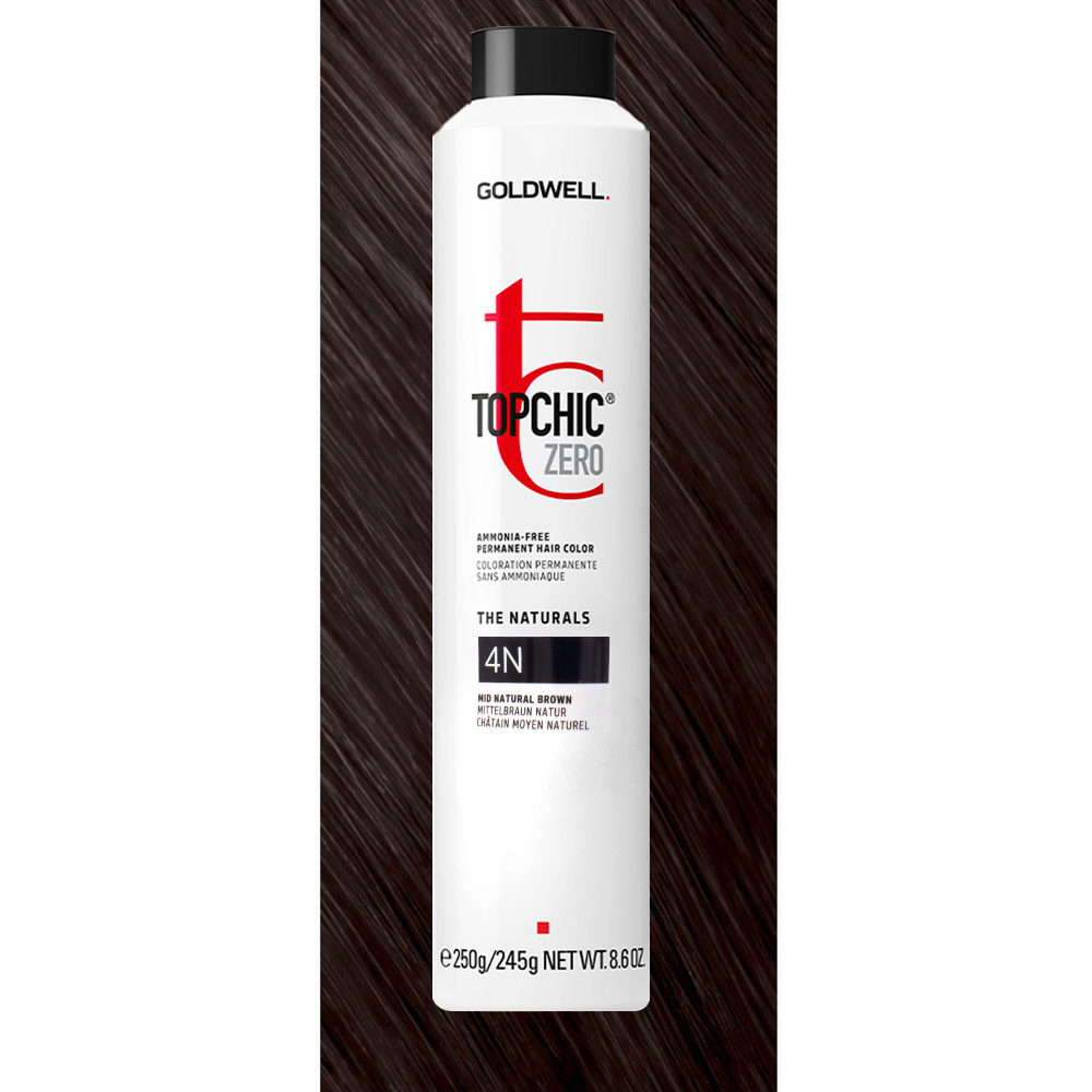 4N Topchic Zero Mid Natural Brown Can 250ml - colorazione permanente senza ammoniaca