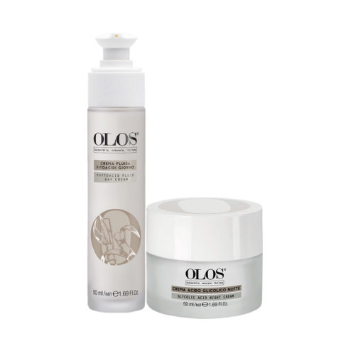 Olos Crema Fluida Fitoacidi Giorno 50ml Crema Notte Acido Glicolico 50ml