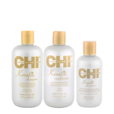 Keratin Shampoo 355ml Conditioner 355ml Silk Infusion 177ml