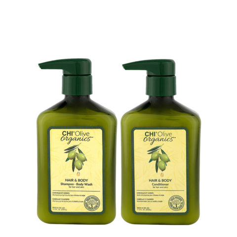 CHI Olive Organics Hair & Body Shampoo Body Wash 340ml Conditioner 340ml
