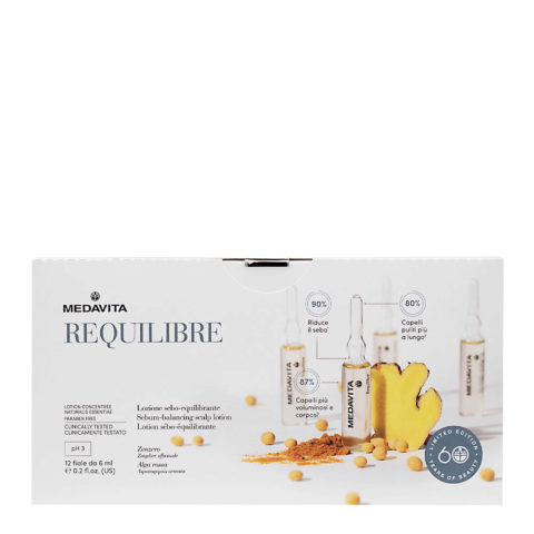 Medavita 60’S Anniversary Cute Requilibre Sebum Balancing Scalp Lotion 12x6ml- lozione sebo-equilibrante pH 3