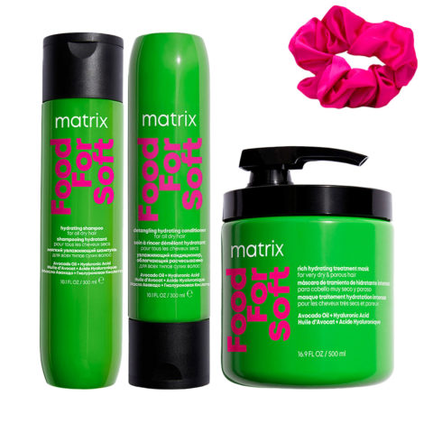 Haircare Food For Soft Shampoo 300ml Conditioner 300ml Mask 500ml + InstaCure Scrunch OMAGGIO
