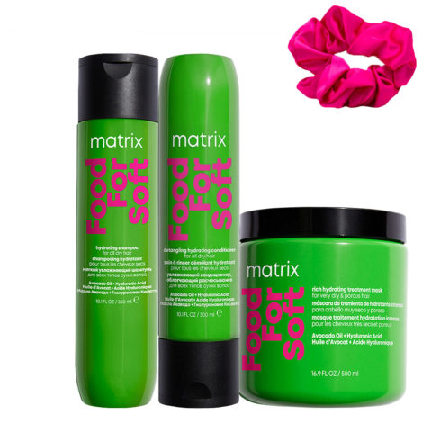 Matrix Haircare Food For Soft Shampoo 300ml Conditioner 300ml Mask 500ml + InstaCure Scrunch OMAGGIO