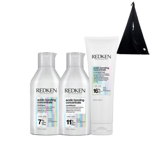 Redken Acidic Bonding Concentrate Shampoo 300ml Liquid Conditioner 190ml Mask 250ml + Shopper Nera OMAGGIO