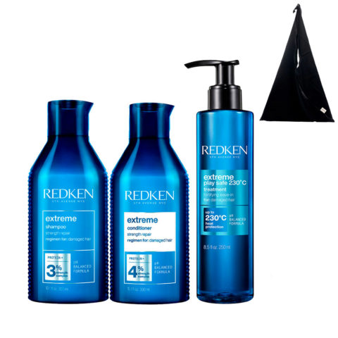 Redken Extreme Shampoo 300ml Conditioner 300ml Play Safe 250ml + Shopper OMAGGIO