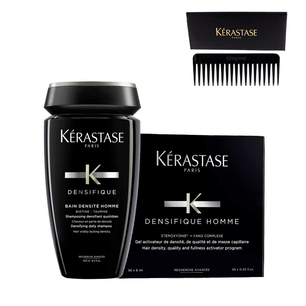 Kerastase Densifique Homme Shampoo 250ml Cure 30x6ml + Professional Comb For All Types Hair OMAGGIO