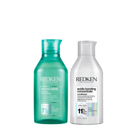 Redken Amino Mint Shampoo 300ml Acidic Bonding Concentrate Conditioner 300ml - trattamento purificante e ristrutturante