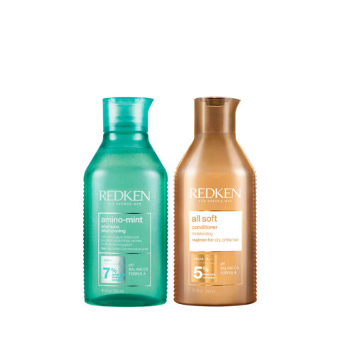 Amino Mint Shampoo 300ml All Soft Conditioner 300ml - trattamento purificante e idratante