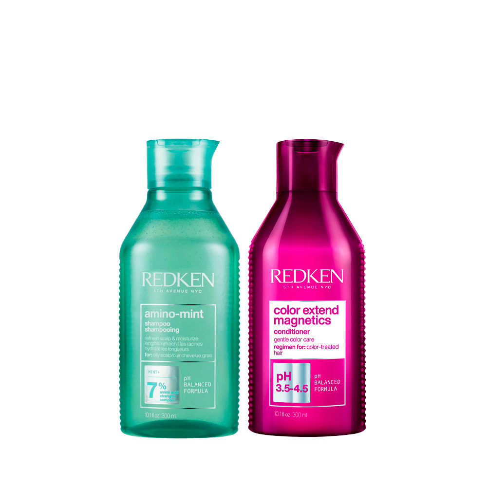 Redken Amino Mint Shampoo 300ml Color Extend Magnetics Conditioner 300ml - trattamento purificante per capelli colorati